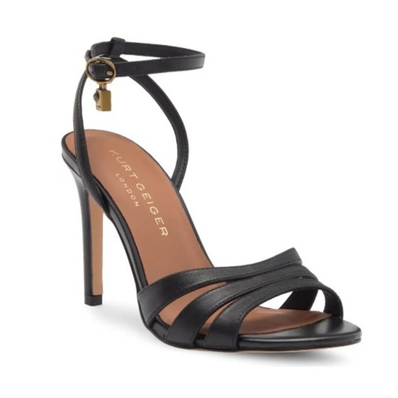 Kurt Geiger London Black Leather Strappy Sandals Stilettos Heels EU 36 US 6 NEW - Picture 1 of 6